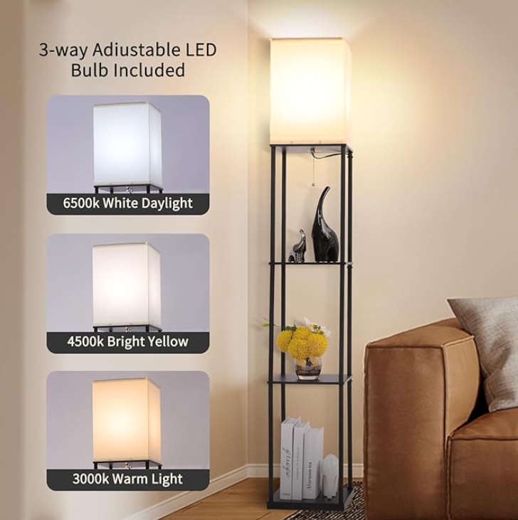 Gupuzm floor lamp with shelves