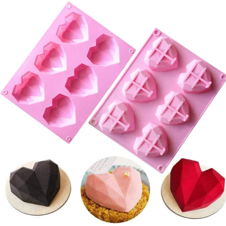 3D Love Heart Diamond Shaped Silicone Mold