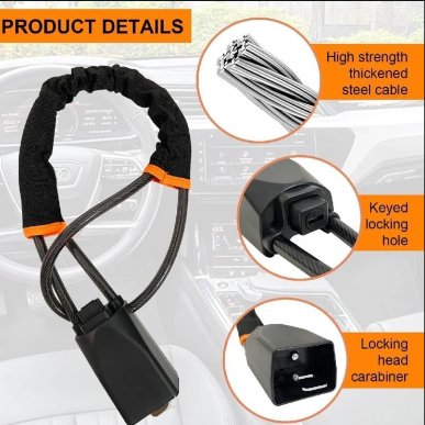 Steering Wheel Lock with 3 Keys